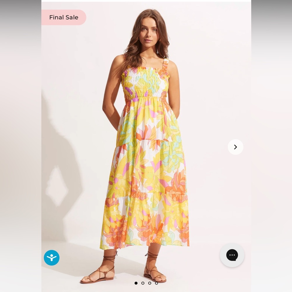 SEAFOLLY Palm Springs Midi Dress - Lime Light Size XS New with tags